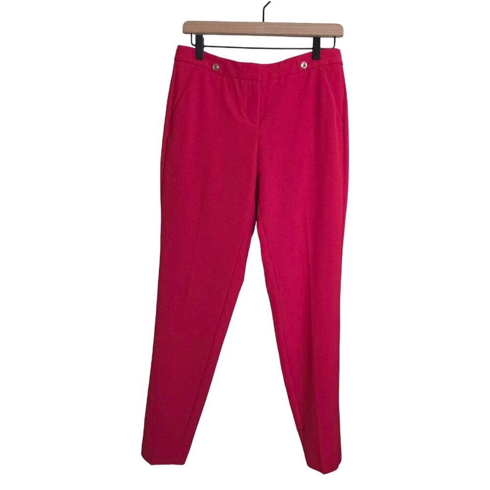 WHBM | Cherry Red Taper Ankle Center Press Long Stretch Trousers